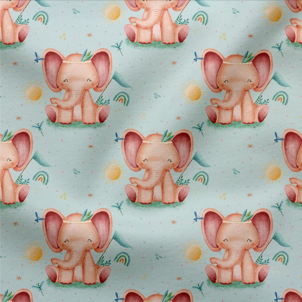 Jerseystoff Digitaldruck Boho Baby Elephant
