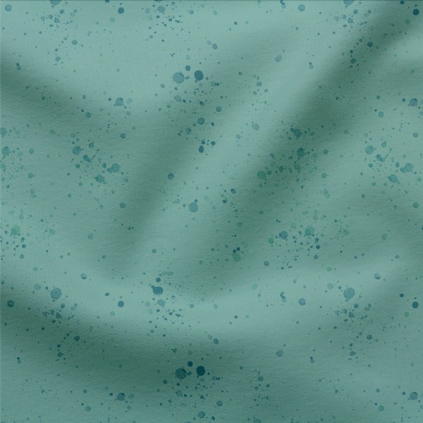 French Terry Digitaldruck Farbkleckse Blaugrün Dunkel