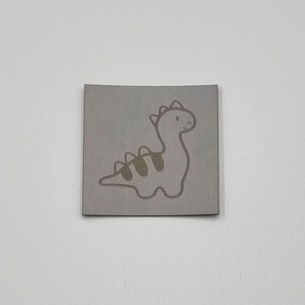 Kunstleder Label Dino Grau 5 x 5 cm