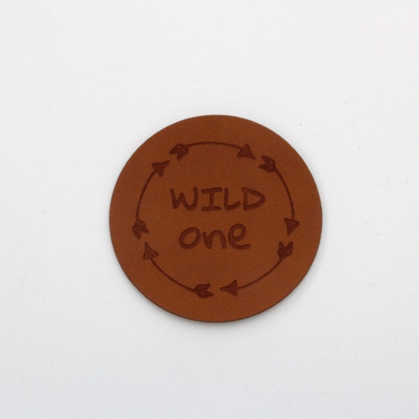Kunstleder Label Wild One Rund 5 cm