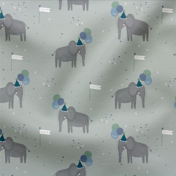 Jerseystoff Digitaldruck Elefantenparty