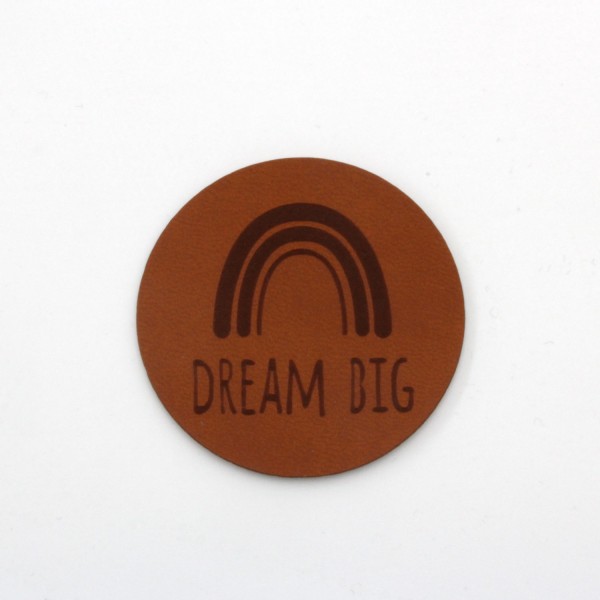 Kunstleder Label Dream Big Rund 5 cm
